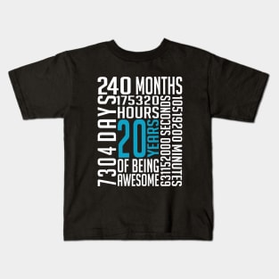 20th Birthday Vintage Retro T Shirt 20 Years Old 240 Months Kids T-Shirt